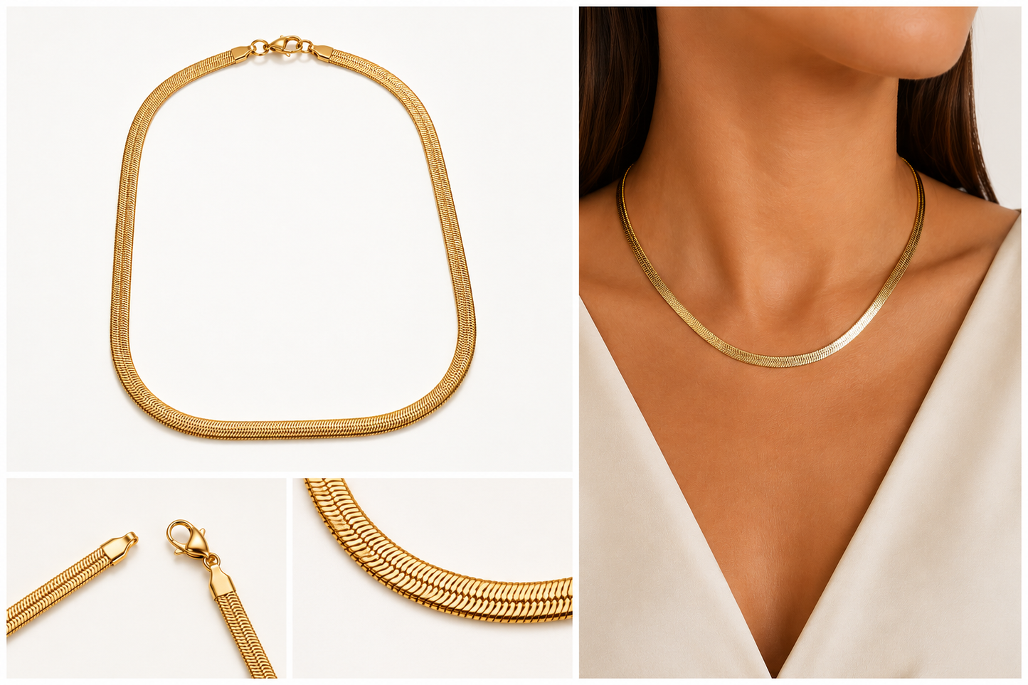 Collier Chaîne Serpent Plaqué Or — PERLE ROSE