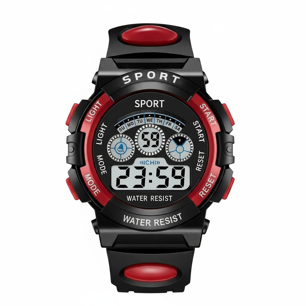 Montre Sport Digitale Enfant – Étanche & Multifonction | 5 Coloris