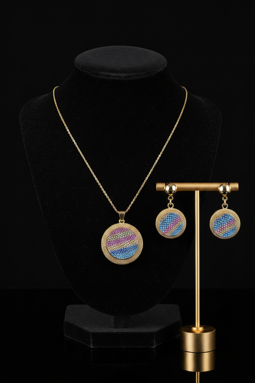 Parure Éclat Multicolore – Collier & Boucles d'Oreilles