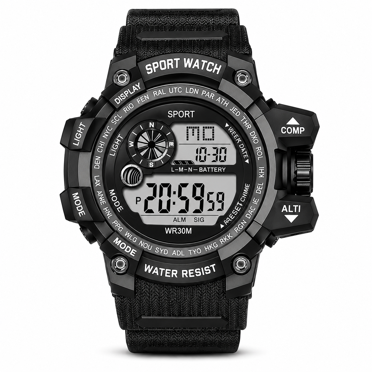 Montre Sport Homme Étanche LED – Chronomètre & Alarme