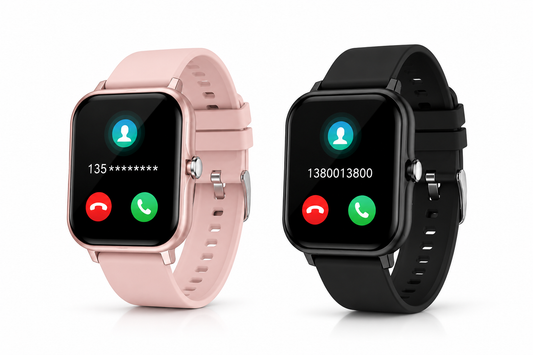 Montre Connectée Perle Rose — Appels Bluetooth & Notifications (Noir / Rose)