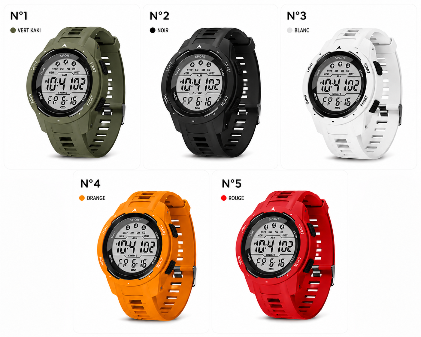 Montre Sport Digitale Homme Étanche – Chrono, Alarme & Rétroéclairage