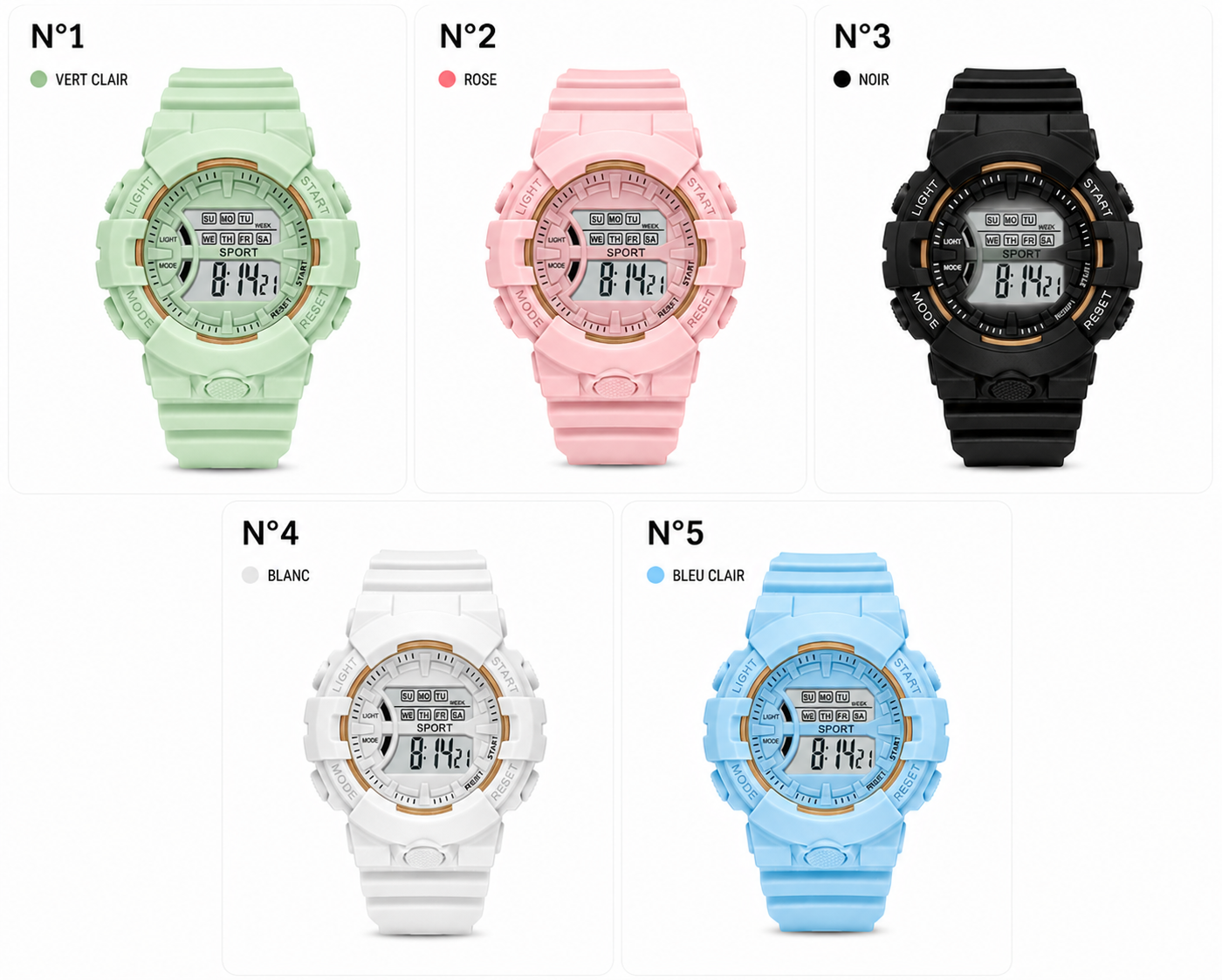 Montre Digitale Femme Sport – Bracelet Silicone Pastel