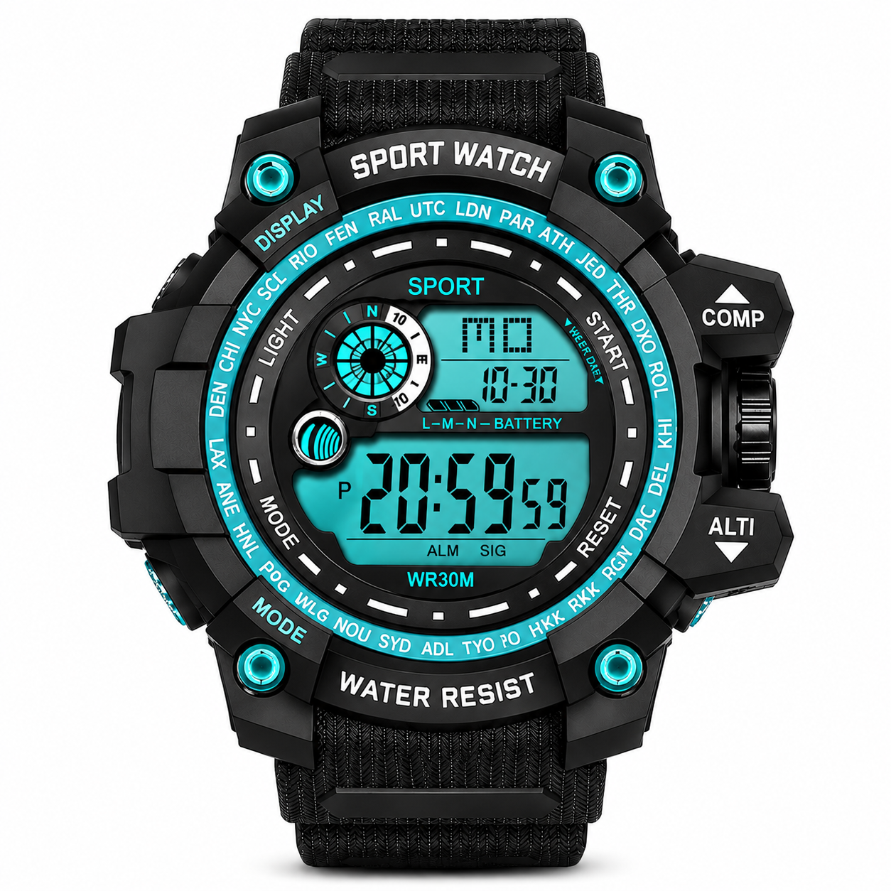 Montre Sport Homme Étanche LED – Chronomètre & Alarme
