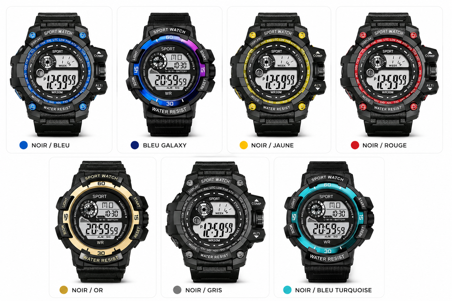Montre Sport Homme Étanche LED – Chronomètre & Alarme