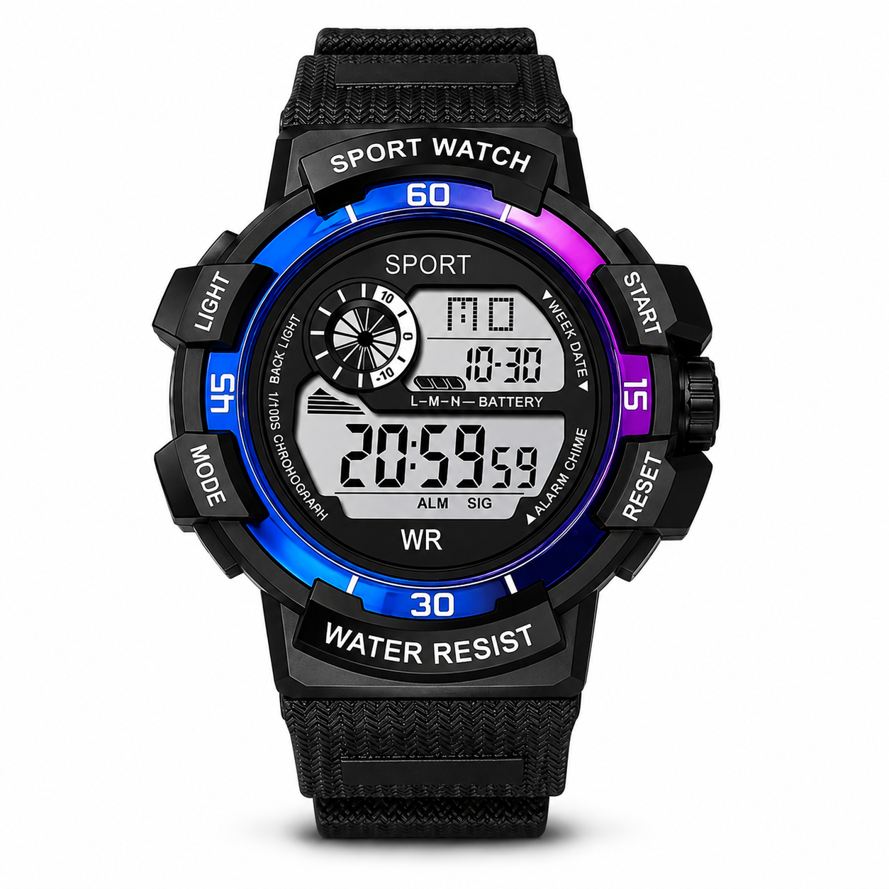 Montre Sport Homme Étanche LED – Chronomètre & Alarme