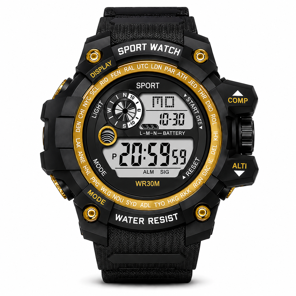 Montre Sport Homme Étanche LED – Chronomètre & Alarme