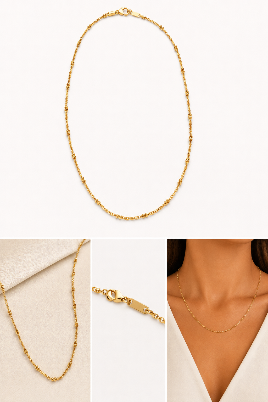 Collier Chaîne Satellite Plaqué Or — PERLE ROSE