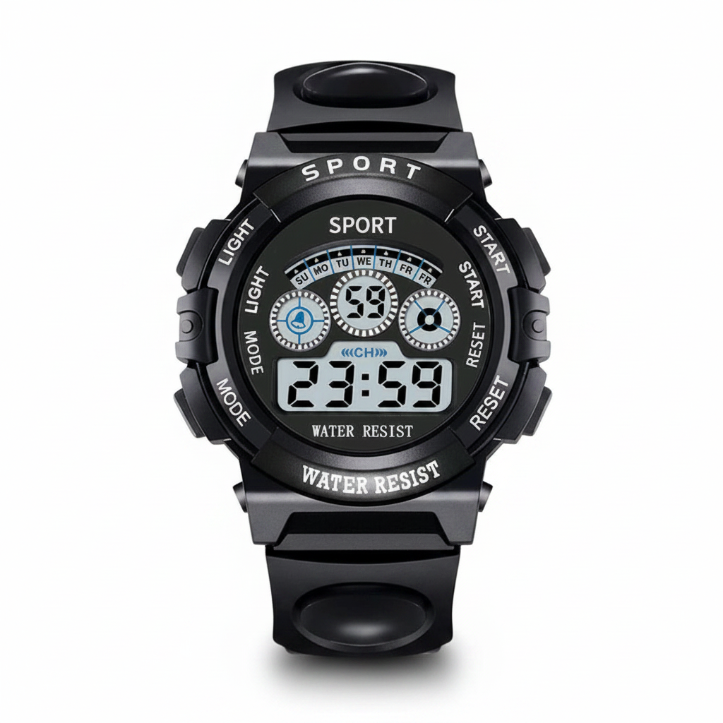 Montre Sport Digitale Enfant – Étanche & Multifonction | 5 Coloris