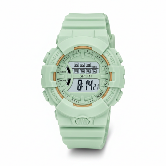Montre vert menthe fond blanc