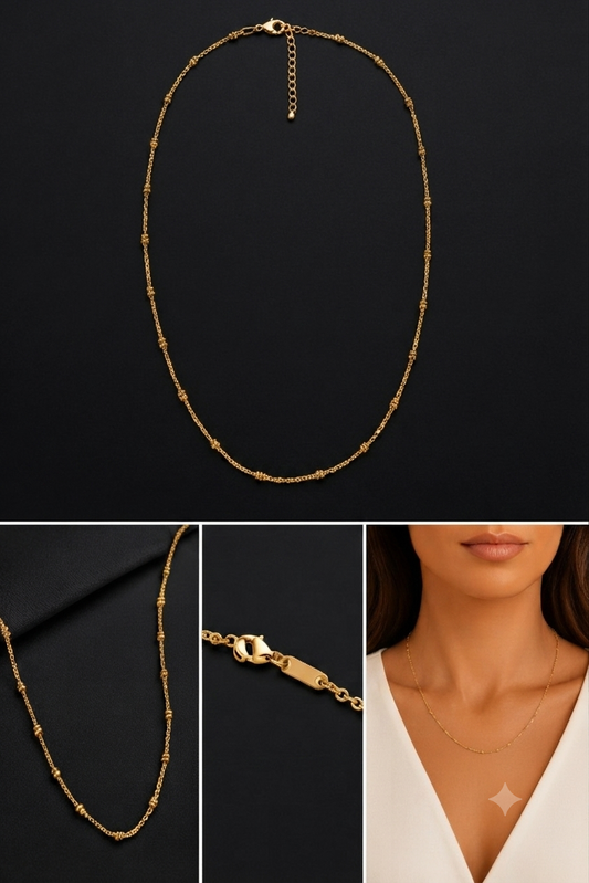 Collier Chaîne Satellite Plaqué Or — PERLE ROSE